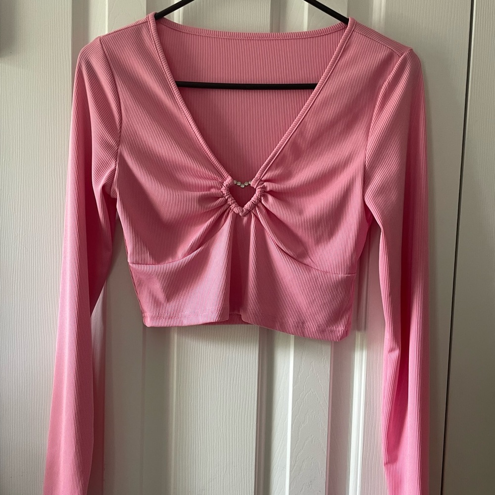 Never worn crop top with heart detail